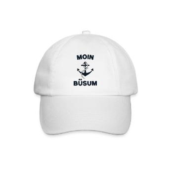 Moin Büsum – Maritimes Anker-Design - Baseballkappe - Weiß/Weiß - Vorne