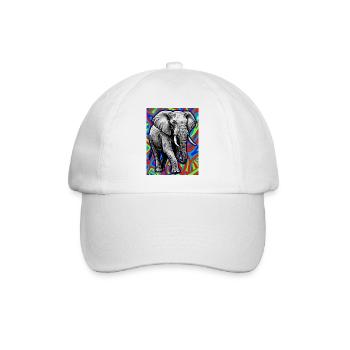 Elefant - Baseballkappe - Weiß/Weiß - Vorne