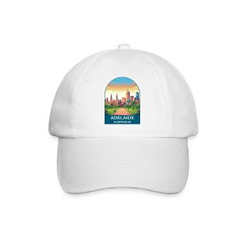 Adelaide Australien Stadt-Skyline-Reiseplakat - Baseballkappe - Weiß/Weiß - Vorne