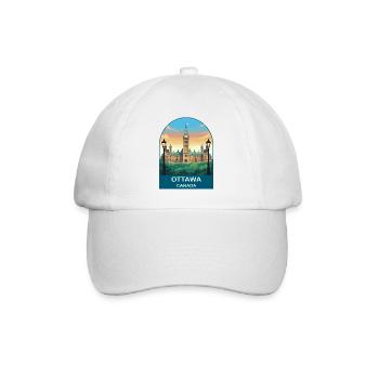 Ottawa Canada Parliament Hill Travel Poster Art - Baseball Cap - white/white - Front