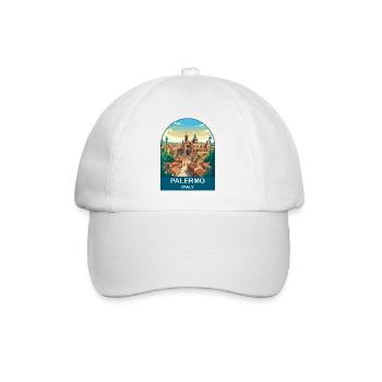 Palermo Italy Vintage Travel Poster Art - Baseball Cap - white/white - Front