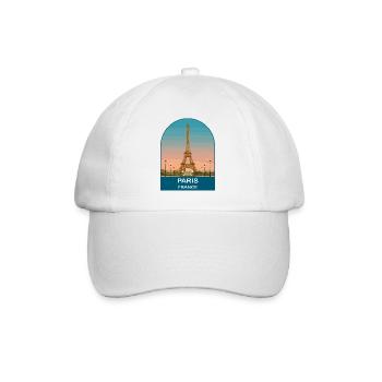 Paris France Affiche de voyage vintage de la Tour Eiffel - Casquette classique - blanc/blanc - Devant