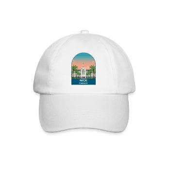 Nice France Riviera Vintage Travel Poster Art - Baseball Cap - white/white - Front