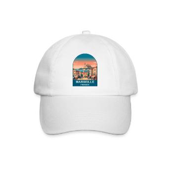 Marseille France Port City Vintage Travel Poster - Baseball Cap - white/white - Front