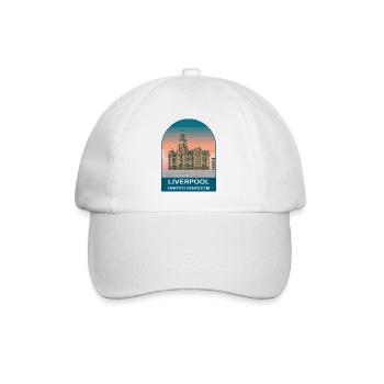 Art d’affiches de voyage vintage à Liverpool UK - Casquette classique - blanc/blanc - Devant
