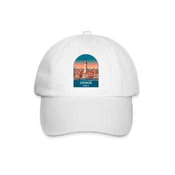 Art d’affiches de voyage vintage à Gênes, Italie - Casquette classique - blanc/blanc - Devant