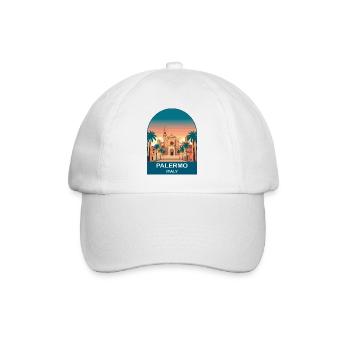Palermo Italy Vintage Travel Poster Art - Baseball Cap - white/white - Front