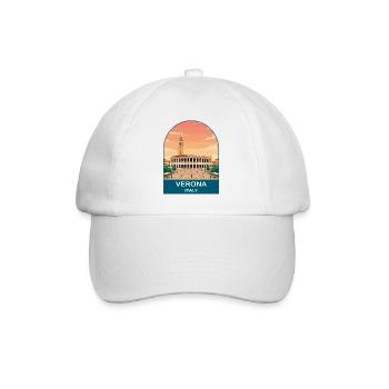 Verona Italy Vintage Travel Poster Art - Baseball Cap - white/white - Front
