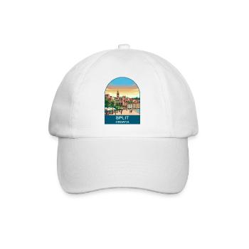 Split Croatia Vintage Travel Poster Art - Baseball Cap - white/white - Front