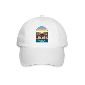 Art d’affiches de voyage vintage en Bosnie à Sarajevo - Casquette classique - blanc/blanc - Devant