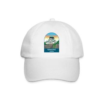 Nagoya Japan Castle Vintage Travel Poster Art - Baseball Cap - white/white - Front