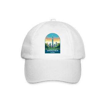 Shenzhen China Modern Skyline Vintage Travel Art - Baseball Cap - white/white - Front