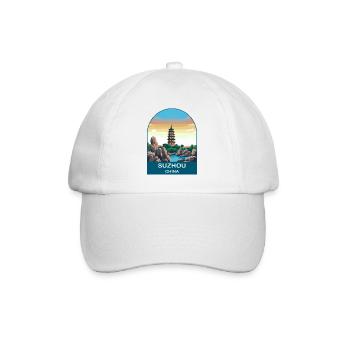 Suzhou China Classical Garden Vintage Travel Art - Baseball Cap - white/white - Front