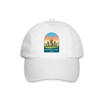 Affiche de voyage vintage Moai de l’île de Pâques au Chili - Casquette classique - blanc/blanc - Devant