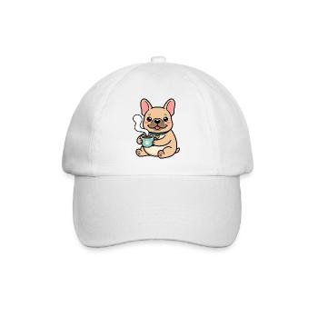 Cute French Bulldog Coffee Lover - Baseball Cap - white/white - Front
