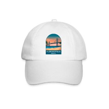 Florianópolis Brazil Bridge Vintage Travel Art - Baseball Cap - white/white - Front