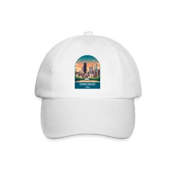 Art d’affiches de voyage vintage Chicago USA - Casquette classique - blanc/blanc - Devant