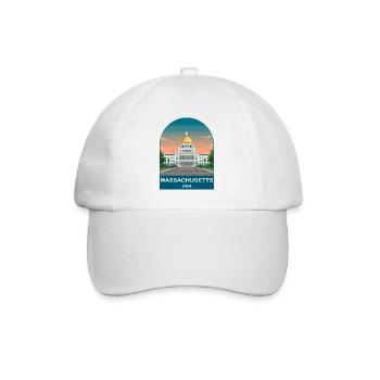 Massachusetts USA Vintage-Reiseplakat - Baseballkappe - Weiß/Weiß - Vorne