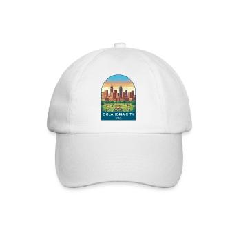 Oklahoma City USA Vintage-Reiseplakat - Baseballkappe - Weiß/Weiß - Vorne