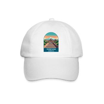 Yerevan Armenia Mount Ararat Vintage Travel Art - Baseball Cap - white/white - Front