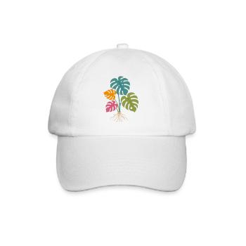 Feuilles de monstera colorées aux racines tropicales - Casquette classique - blanc/blanc - Devant
