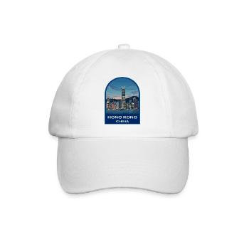 Emblème rétro du port de Victoria de la Skyline de Hong Kong - Casquette classique - blanc/blanc - Devant