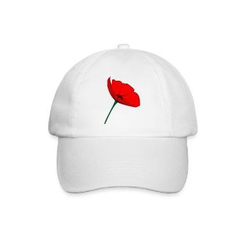 Minimalistische Rote Mohnblume – Elegante botanische Te - Baseballkappe - Weiß/Weiß - Vorne