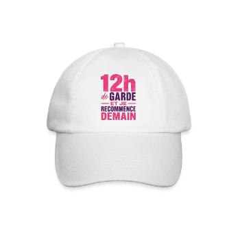 T-shirt infirmière 12h de garde humour soignante  - Casquette classique - blanc/blanc - Devant