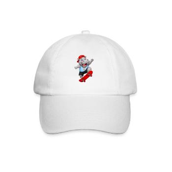 Hippopotame sur un skateboard - Casquette classique - blanc/blanc - Devant