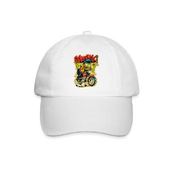 Monstre vert à moto – Style comic - Casquette classique - blanc/blanc - Devant