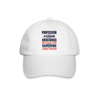 T-shirt professeur humour lundi matin  - Casquette classique - blanc/blanc - Devant