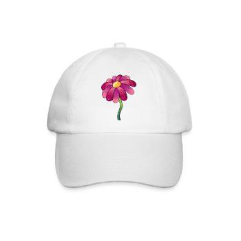 Glitzernde Pink-Daisy Blume - Baseballkappe - Weiß/Weiß - Vorne