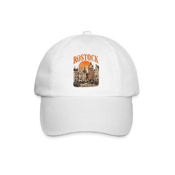  Vintage Rostock Skyline historische - Baseballkappe - Weiß/Weiß - Vorne