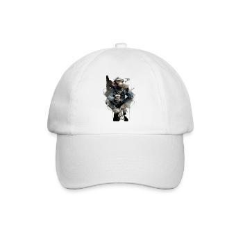 Kaffee-Chimp im Denim: Urban Chill - Baseballkappe - Weiß/Weiß - Vorne