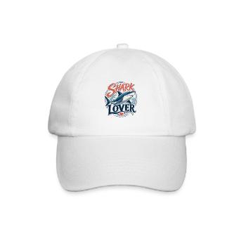 Shark Lover - T-Shirt für Hai-Fans - Baseballkappe - Weiß/Weiß - Vorne