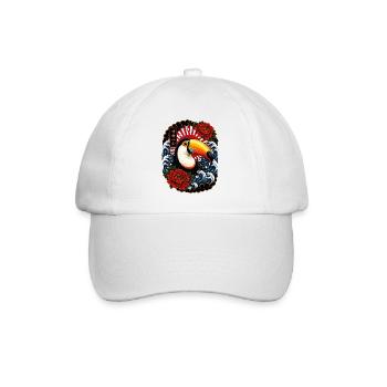 Tukan im japanischen Irezumi Tattoo Stil - Baseballkappe - Weiß/Weiß - Vorne