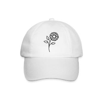 Sunflower One Line Floral Motif - Baseball Cap - white/white - Front