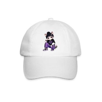 K-Pop-Katze im lila Hoodie - Baseballkappe - Weiß/Weiß - Vorne