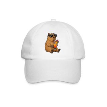 Capybara mit Sonnen-Cocktail-Style - Baseballkappe - Weiß/Weiß - Vorne
