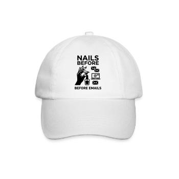 nails before mails - Baseball Cap - white/white - Front