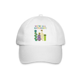Wir sind alle unterschiedlich! Bunte Kreaturen - Baseballkappe - Weiß/Weiß - Vorne