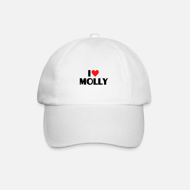 Ich liebe Molly Herz Grafik Namen Geschenk - Baseballkappe - Weiß/Weiß