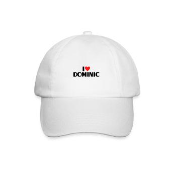Ich liebe Dominic Herz Grafik Namen Geschenk - Baseballkappe - Weiß/Weiß - Vorne