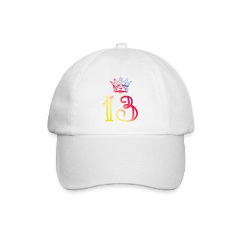 13 Zahl Krone - Baseballkappe - Weiß/Weiß - Vorne