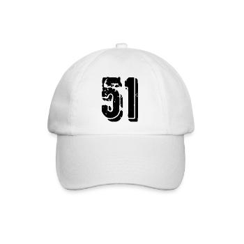 51 Zahl Trikot - Baseballkappe - Weiß/Weiß - Vorne