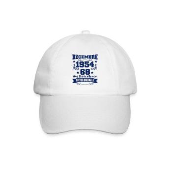 68 ans Vintage, Cadeau Anniversaire Décembre 1954 - Casquette classique - blanc/blanc - Devant