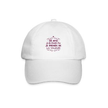 33 ans Je Ne Vieillis Pas Je Prends De La Valeur - Casquette classique - blanc/blanc - Devant