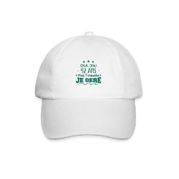 Oui, j'ai 42 ans mais t'inquiète, je gère - Casquette classique - blanc/blanc - Devant