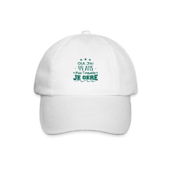 Oui, j'ai 44 ans mais t'inquiète, je gère - Casquette classique - blanc/blanc - Devant