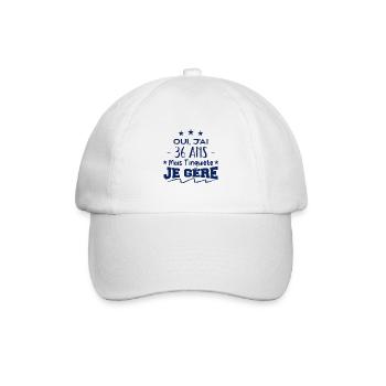 Oui, j'ai 36 ans mais t'inquiète, je gère - Casquette classique - blanc/blanc - Devant